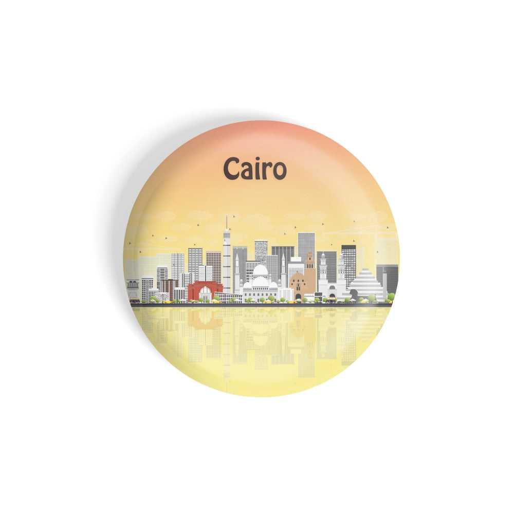 dhcrafts Round Fridge Magnet Multicolour Places Cairo Capital Of Egypt Glossy Finish Design Pack of 1 (58 mm)